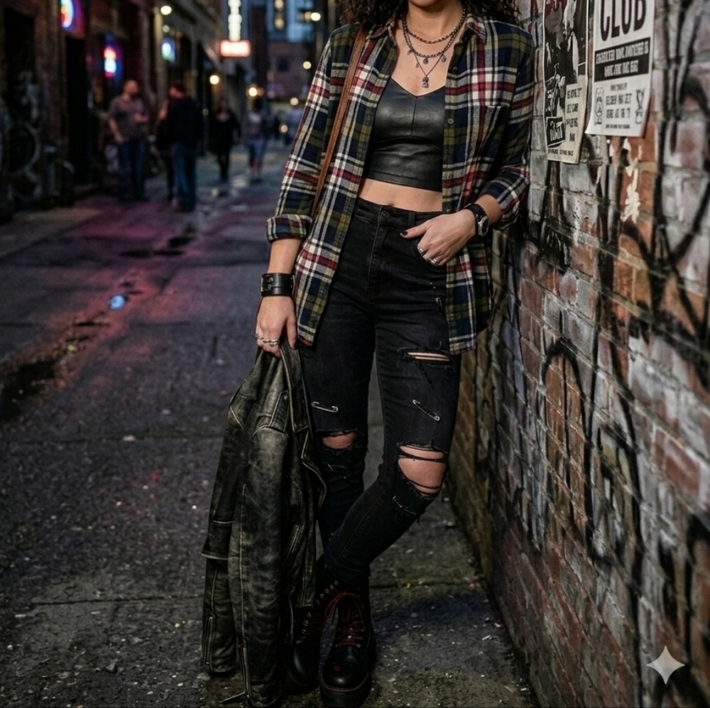 American Eagle Plaid Flannel Shirt Boyfriend Fit Large